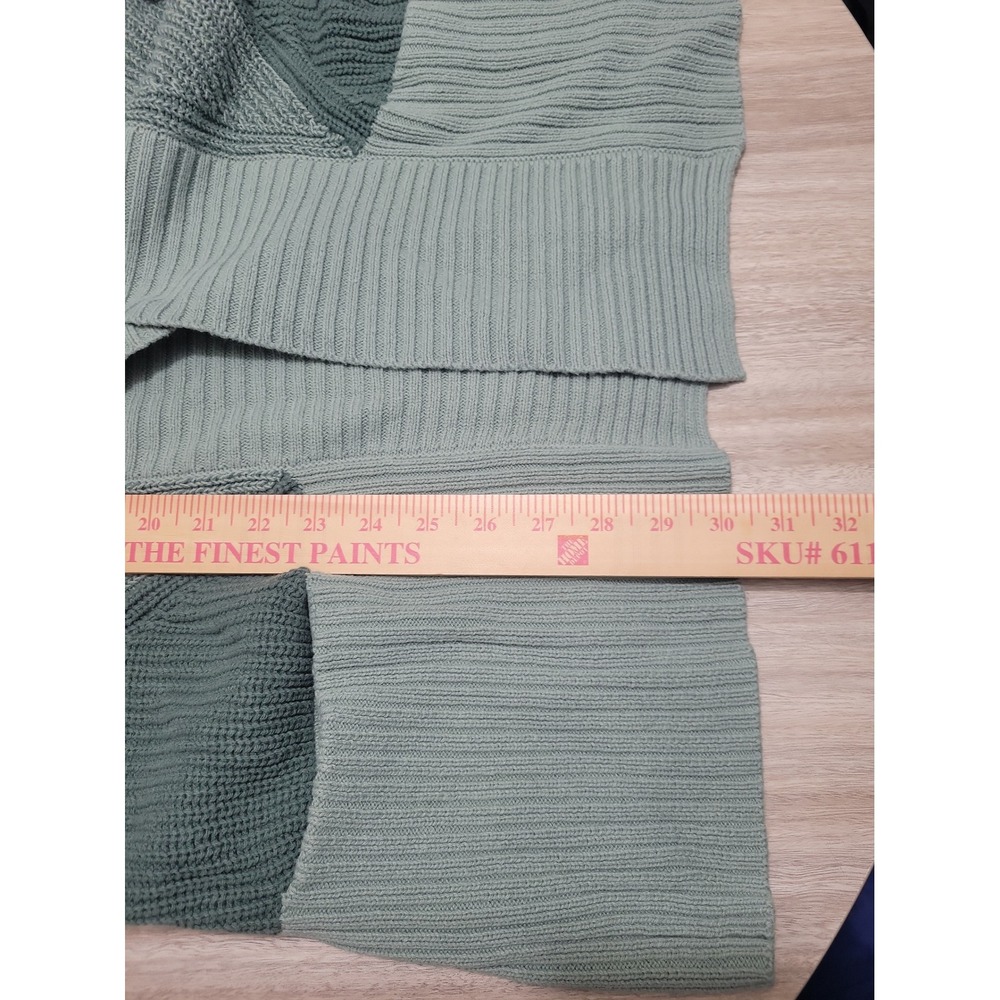 Isaac Mizrahi Live Womens Green Colorblock Ribbed Shawl Cardigan Sweater M - Picture 8 of 8